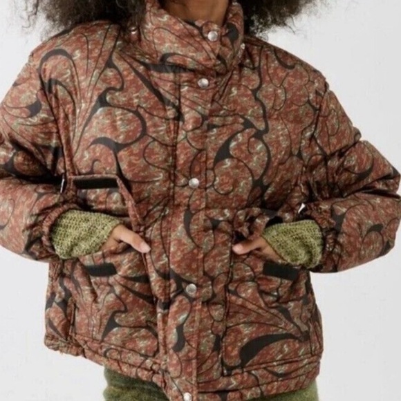 NWT The North Face Retro 71 Sierra Black/Brown Printed Short Down Jacket - M - Picture 6 of 10